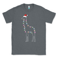 Charcoal Heather santa giraffe christmas color led Classic Tee - linhVisuals