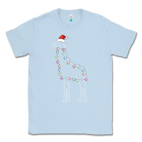 Dusty Blue santa giraffe christmas color led Classic Tee - linhVisuals