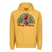 Mustard merry christmas gnomes   rainbow Premium Hoodie - BarkalooDesign