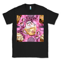 Black cat coffee cups and paw with leopard and glitter seamless pattern bbs Classic Tee - BundleAndBundleShop