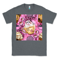 Charcoal Heather cat coffee cups and paw with leopard and glitter seamless pattern bbs Classic Tee - BundleAndBundleShop