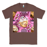 Chestnut cat coffee cups and paw with leopard and glitter seamless pattern bbs Classic Tee - BundleAndBundleShop