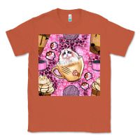 Copper cat coffee cups and paw with leopard and glitter seamless pattern bbs Classic Tee - BundleAndBundleShop