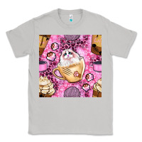 Moon Dust cat coffee cups and paw with leopard and glitter seamless pattern bbs Classic Tee - BundleAndBundleShop