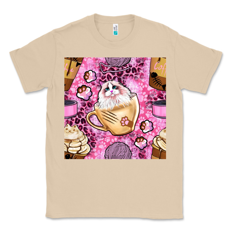 Cat Coffee Cups And Paw With Leopard And Glitter Seamless Pattern Bbs Classic Tee by BundleAndBundleShop | Teevron