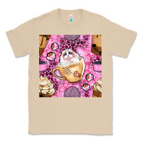 Mushroom cat coffee cups and paw with leopard and glitter seamless pattern bbs Classic Tee - BundleAndBundleShop