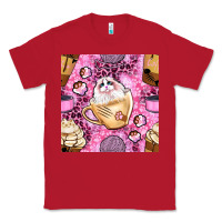 Red cat coffee cups and paw with leopard and glitter seamless pattern bbs Classic Tee - BundleAndBundleShop