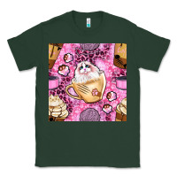 Sports Green cat coffee cups and paw with leopard and glitter seamless pattern bbs Classic Tee - BundleAndBundleShop