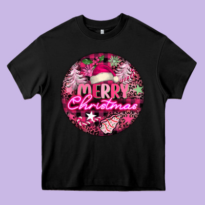 Pink Merry Christmas Heavy Core Tee Designed By Fadigitalartstudio