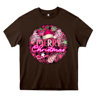 Chocolate Brown pink merry christmas Heavy Core Tee - FaDigitalArtStudio