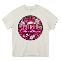 Cream pink merry christmas Heavy Core Tee - FaDigitalArtStudio