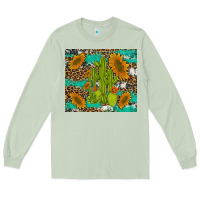 Matcha cactus and sunflowers turquoise leopard cowhide Long Sleeve Tee - Artiststas