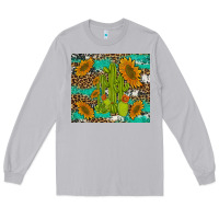 Moon Dust cactus and sunflowers turquoise leopard cowhide Long Sleeve Tee - Artiststas