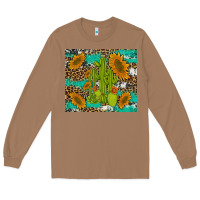 Toasted Coconut cactus and sunflowers turquoise leopard cowhide Long Sleeve Tee - Artiststas