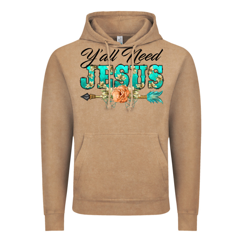 Y'all Need Jesus Arrow Lily Flowers Vintage Hoodie by BarkalooDesign | Teevron