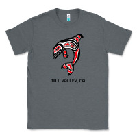 Charcoal Heather mill valley, california native american orca killer whale raglan baseb Classic Tee - linhVisuals