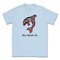 Dusty Blue mill valley, california native american orca killer whale raglan baseb Classic Tee - linhVisuals