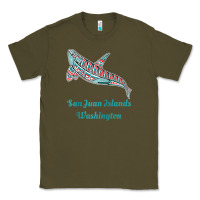 Army Green san juan islands upward orca killer whale native american raglan baseb Classic Tee - linhVisuals