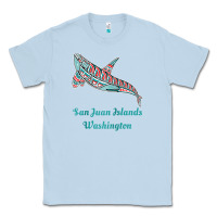 Dusty Blue san juan islands upward orca killer whale native american raglan baseb Classic Tee - linhVisuals
