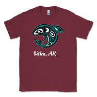 Burgundy sitka alaska native american tribal orca killer whale raglan baseball Classic Tee - linhVisuals