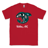 Red sitka alaska native american tribal orca killer whale raglan baseball Classic Tee - linhVisuals