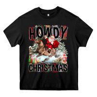 Black Howdy Christmas Rodeo Santa Heavy Core Tee - FaDigitalArtStudio