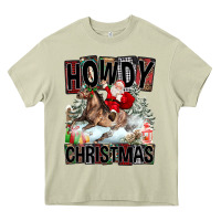 Mossy Howdy Christmas Rodeo Santa Heavy Core Tee - FaDigitalArtStudio