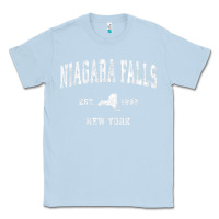 Dusty Blue niagara falls new york ny vintage athletic sports design t shirt Classic Tee - linhVisuals