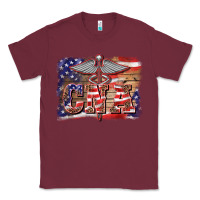 Burgundy patriotic nurse certified nurse  assistant medilcal symbol  background Classic Tee - BarkalooDesign