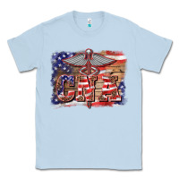 Dusty Blue patriotic nurse certified nurse  assistant medilcal symbol  background Classic Tee - BarkalooDesign
