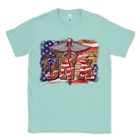 Seafoam patriotic nurse certified nurse  assistant medilcal symbol  background Classic Tee - BarkalooDesign