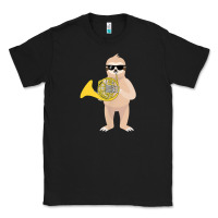 Funny Sloth Wearing Sunglasses Playing French Horn Classic Tee | Teevron