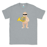 Heather Grey funny sloth wearing sunglasses playing french horn Classic Tee - linhVisuals