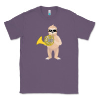 Lavender funny sloth wearing sunglasses playing french horn Classic Tee - linhVisuals