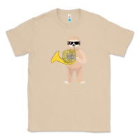 Mushroom funny sloth wearing sunglasses playing french horn Classic Tee - linhVisuals