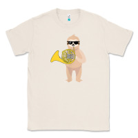 Natural funny sloth wearing sunglasses playing french horn Classic Tee - linhVisuals