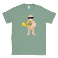 Sage funny sloth wearing sunglasses playing french horn Classic Tee - linhVisuals