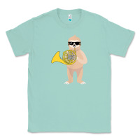 Seafoam funny sloth wearing sunglasses playing french horn Classic Tee - linhVisuals