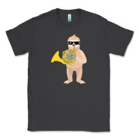 Smoke funny sloth wearing sunglasses playing french horn Classic Tee - linhVisuals