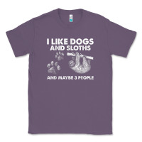 Lavender i like dogs and sloths and maybe 3 people funny animals Classic Tee - linhVisuals