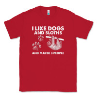 Red i like dogs and sloths and maybe 3 people funny animals Classic Tee - linhVisuals