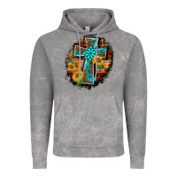 Cloud Rock western turquoise's leopard cross  wooden aztek sunflowers background Vintage Hoodie - BarkalooDesign