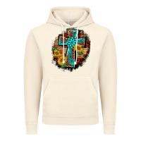 Vintage Artic western turquoise's leopard cross  wooden aztek sunflowers background Vintage Hoodie - BarkalooDesign