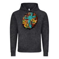 Vintage Black western turquoise's leopard cross  wooden aztek sunflowers background Vintage Hoodie - BarkalooDesign