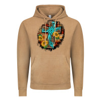 Vintage Camel western turquoise's leopard cross  wooden aztek sunflowers background Vintage Hoodie - BarkalooDesign