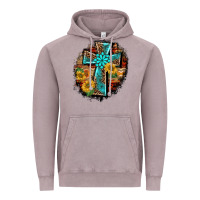 Vintage Zinc western turquoise's leopard cross  wooden aztek sunflowers background Vintage Hoodie - BarkalooDesign