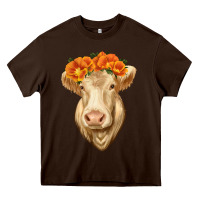 Chocolate Brown Charolais Cow Heavy Core Tee - RanaPortraitStore