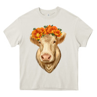 Cream Charolais Cow Heavy Core Tee - RanaPortraitStore