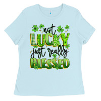 Baby Blue not lucky just really blessed Ladies Tee - Artiststas