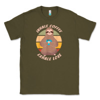 Army Green inhale coffee exhale love sloth namaste yoga lover Classic Tee - linhVisuals